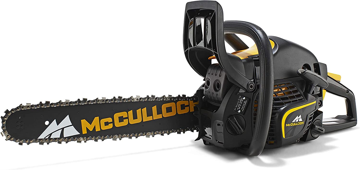 McCulloch Benzin-Kettensäge CS 410 Elite - Motorsäge mit 1600 W Motorleistung, 38 cm Schwertlänge, 2-Takt Motor, kombinierter Start-Stopp-Schalter