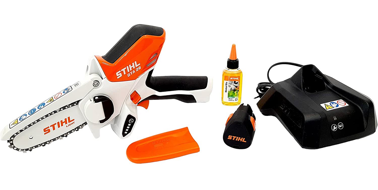 Stihl Mini Akku-Kettensäge, Gehölzschneider GTA 26, Set mit Akku AS 2 und Ladegerät AL 1